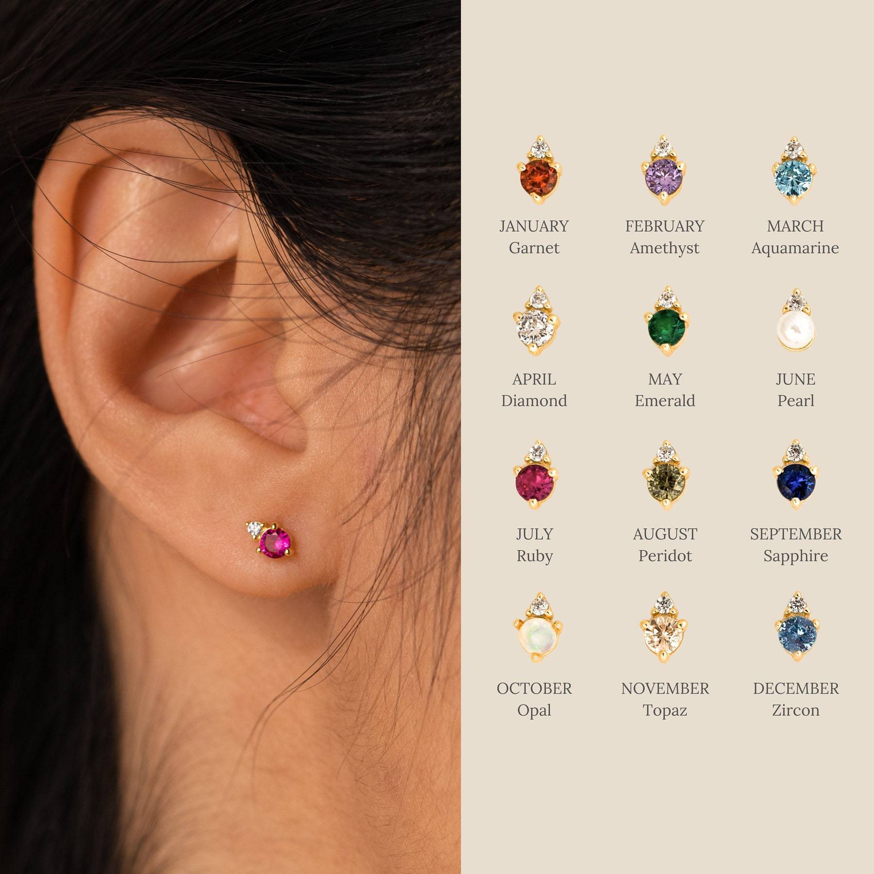 Divine Birthstone Studs